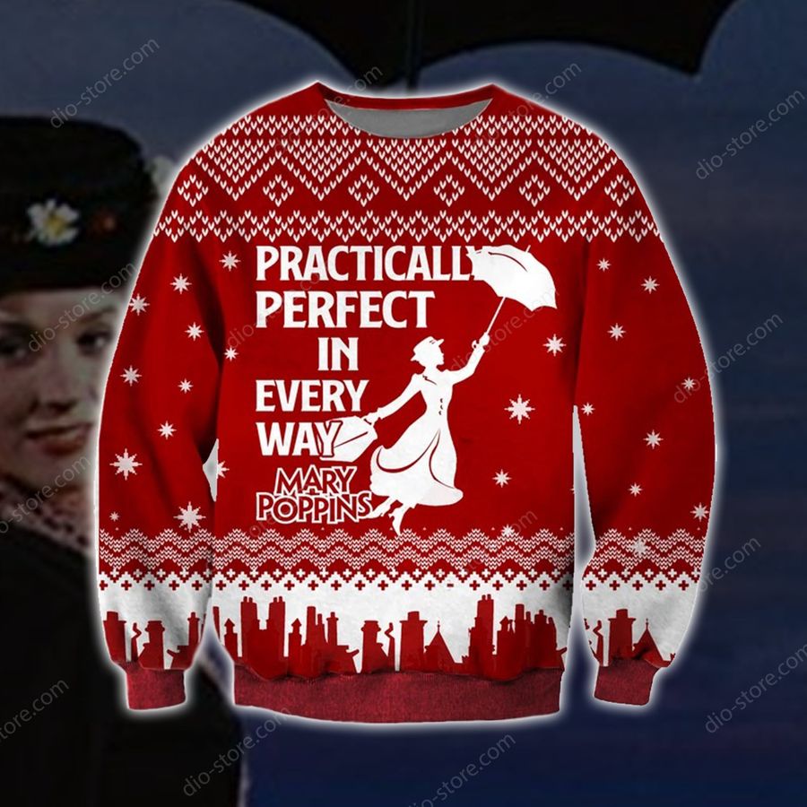 Mary Poppins Knitting Pattern 3D Print Ugly Christmas Sweater Hoodie All Over Printed Cint10707, All Over Print, 3D Tshirt, Hoodie, Sweatshirt