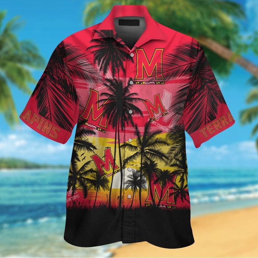 Maryland Terrapins Short Sleeve Button Up Tropical Aloha Hawaiian Shirts For Men Women Shirt