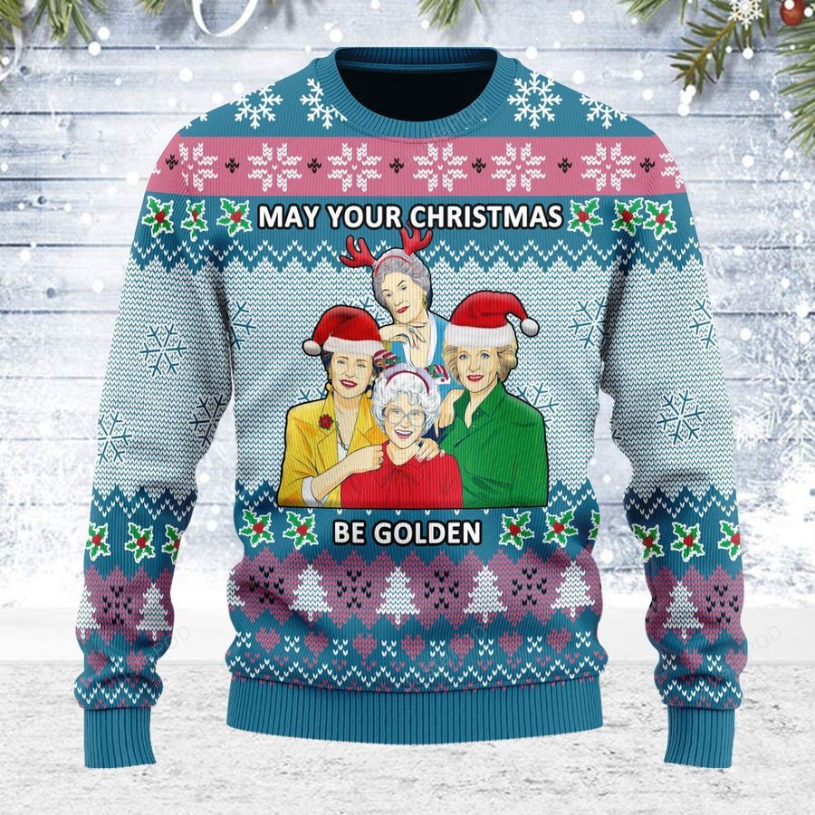 May Your Christmas Be Golden Ugly Christmas Sweater All Over