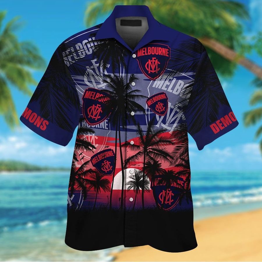 Melbourne Demons Short Sleeve Button Up Tropical Aloha Hawaiian Shirts For Men Women Shirt Afl
