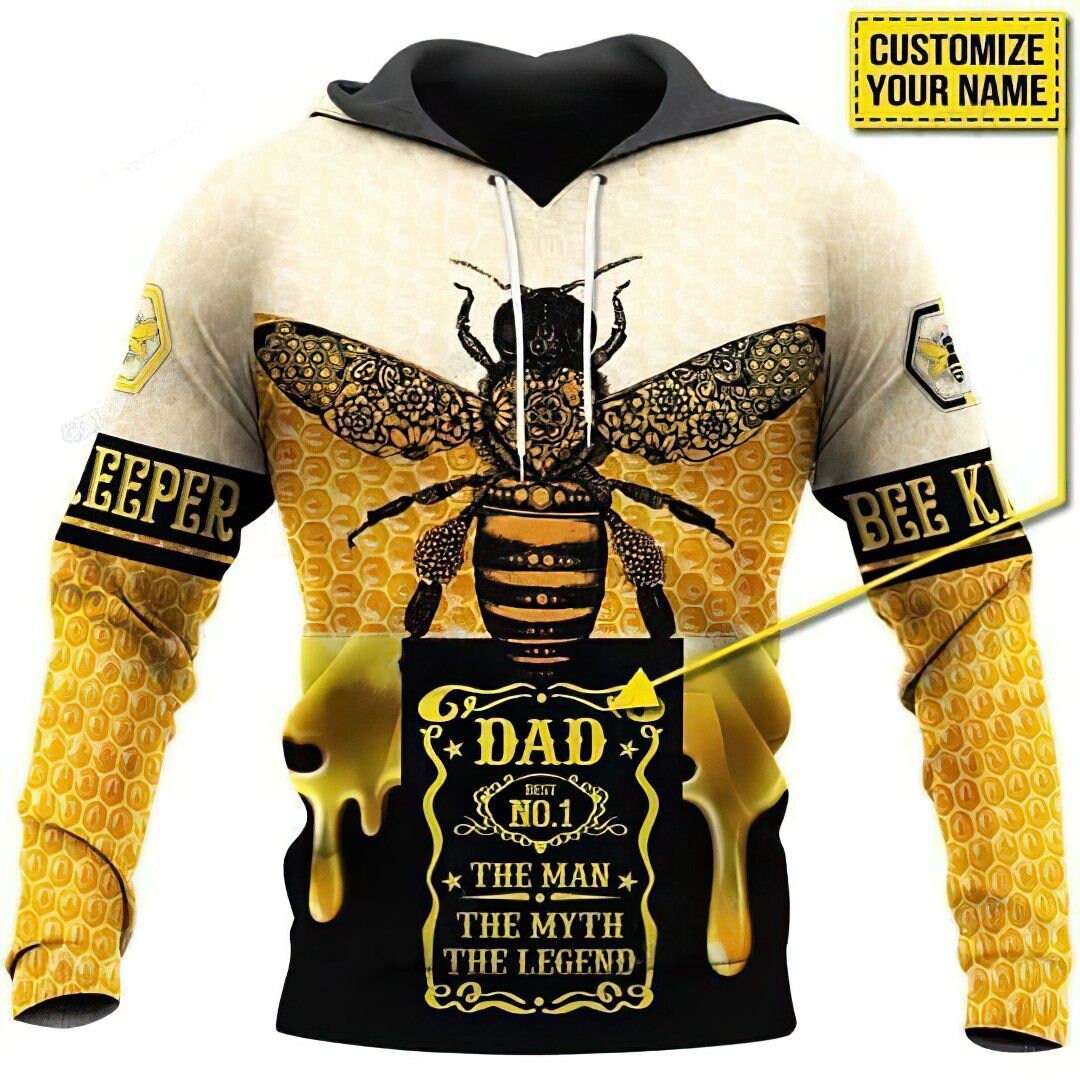 Men's 3D Hoodie, Stranger Hoodie, Bee King 3D All Over Print Pullover Hoodie The Man The Myth The Legend Customized Name-5