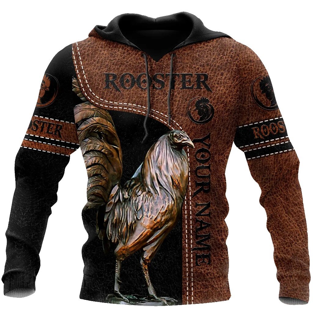 Men's 3D Hoodie, Stranger Hoodie, Rooster Customized Name 3D All Over Print Pullover Hoodie