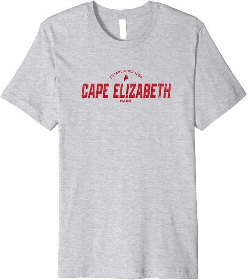 Mens Cape Elizabeth Maine ME Vintage Athletic Red Sports Logo Premium