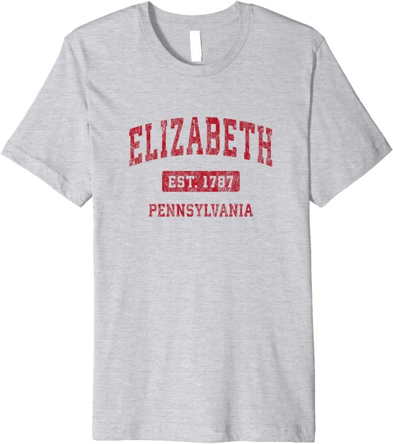 Mens Elizabeth Pennsylvania PA Vintage Sports Design Red Design Premium_1