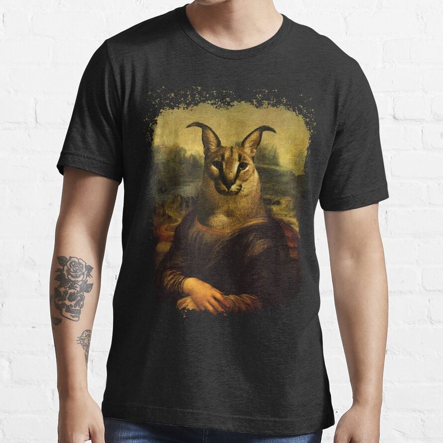 Meowing mona Lisa Funny Cat big floppa distressed Cat Lover gift Essential T-Shirt