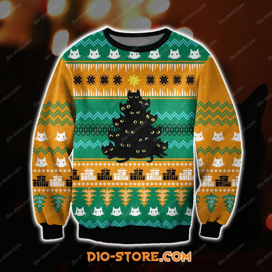 Meowy Christmas 3D All Over Print Ugly Christmas Sweater Hoodie All Over Printed Cint10206, All Over Print, 3D Tshirt, Hoodie, Sweatshirt, AOP shirt