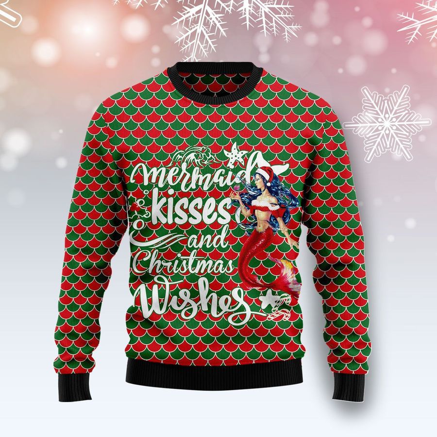 Mermaid Christmas Ugly Christmas Sweater All Over Print Sweatshirt Ugly