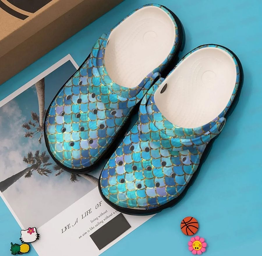 Mermaid Personalized Clog Custom Crocs Comfortablefashion Style Comfortable For Women Men Kid Print 3D Blue Scales