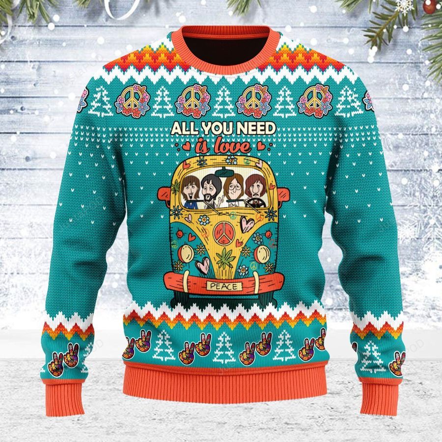 Merry Christmas All You Need Is Love Ugly Christmas Sweater