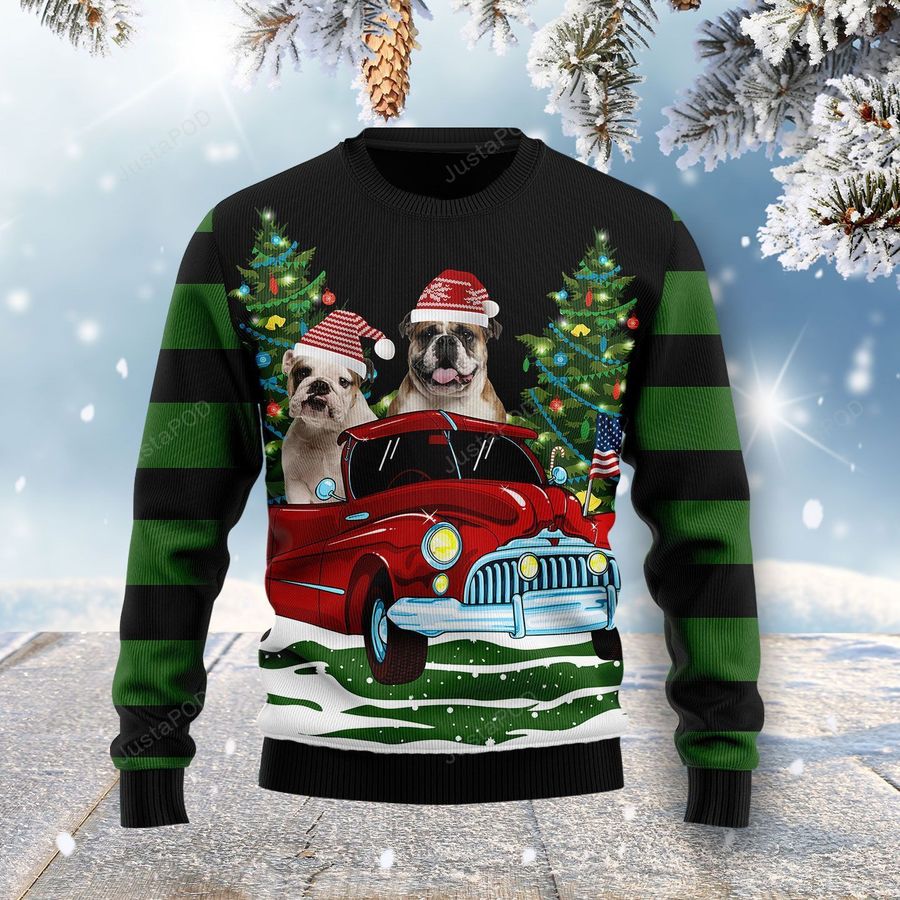 Merry Christmas Bulldog Ugly Christmas Sweater All Over Print Sweatshirt