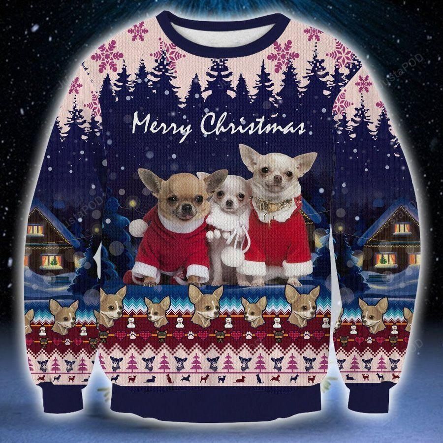 Merry Christmas Chihuahua Dogs Ugly Christmas Sweater, All Over Print Sweatshirt, Ugly Sweater, Christmas Sweaters, Hoodie, Sweater