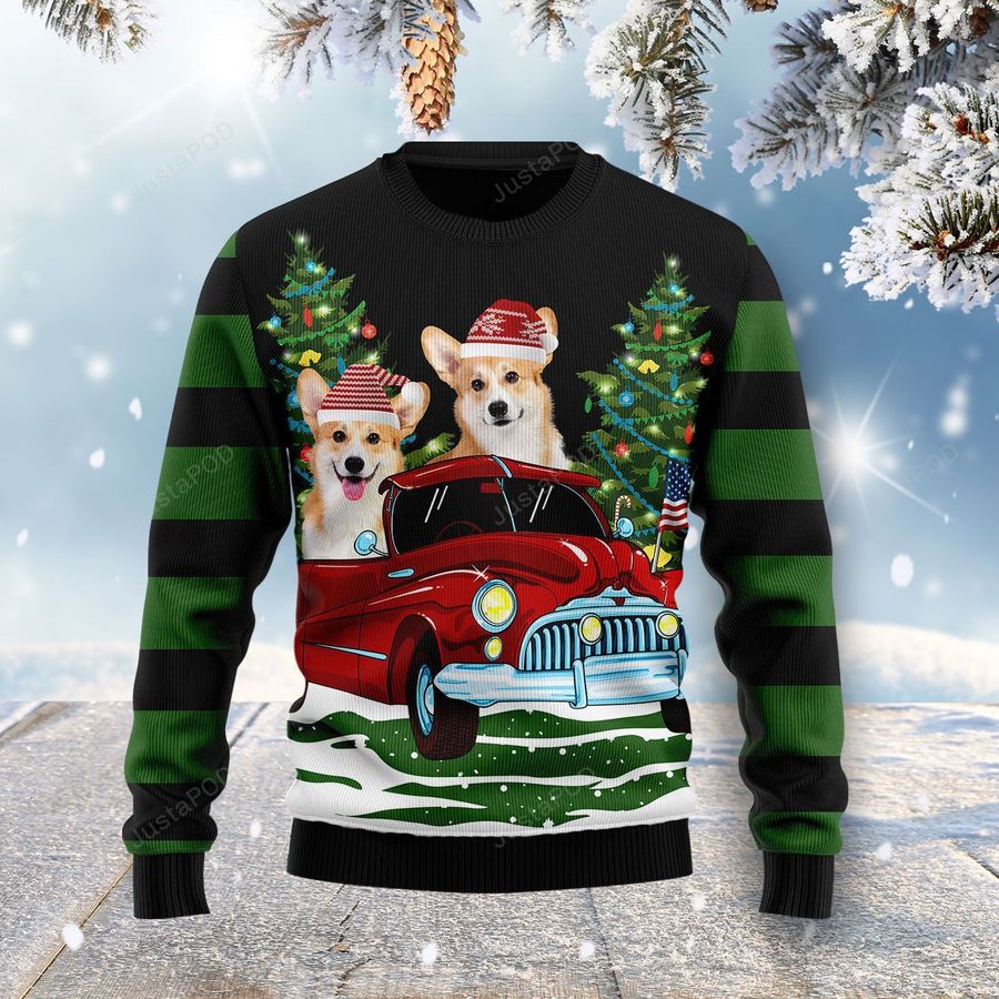 Merry Christmas Corgi Ugly Christmas Sweater All Over Print Sweatshirt