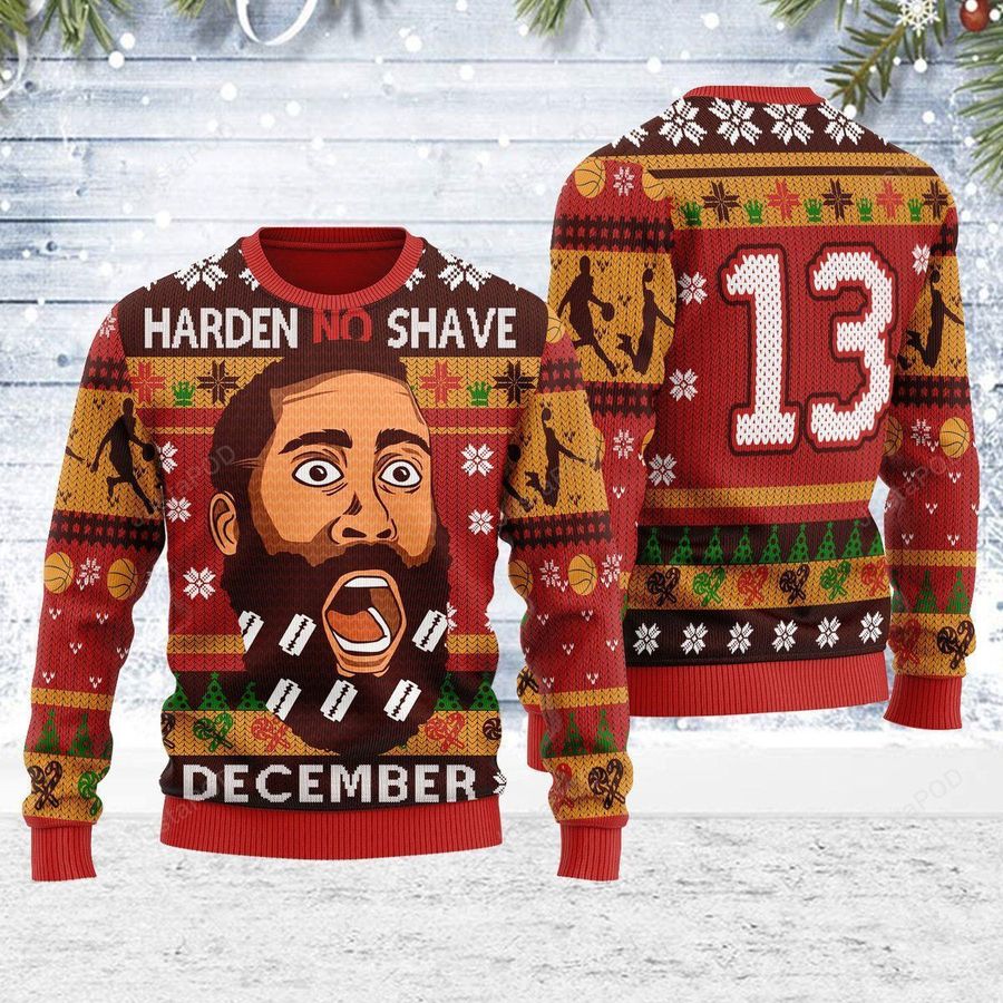 Merry Christmas Gearhomies Harden No Shave December Ugly Christmas Sweater