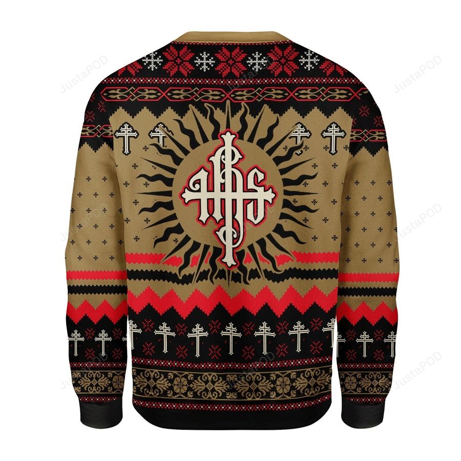 Merry Christmas Gearhomies IHS Christogram Ugly Christmas Sweater, All Over Print Sweatshirt, Ugly Sweater, Christmas Sweaters, Hoodie, Sweater