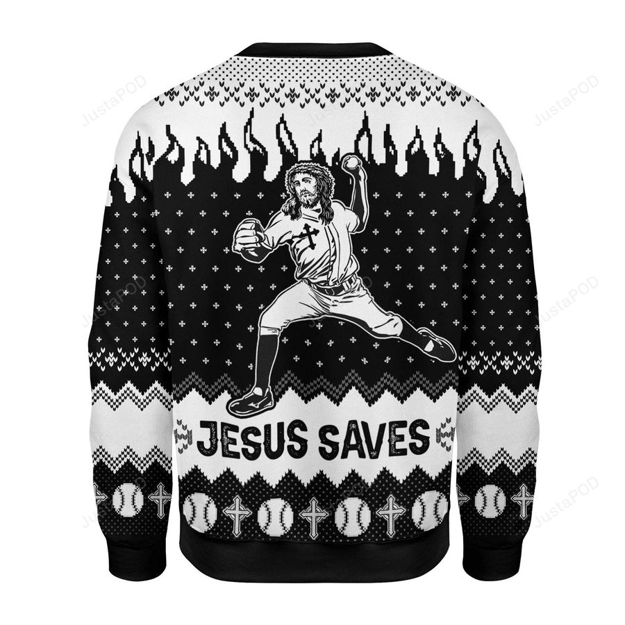 Merry Christmas Gearhomies Jesus Saves Baseball Ugly Christmas Sweater, All Over Print Sweatshirt, Ugly Sweater, Christmas Sweaters, Hoodie, Sweater