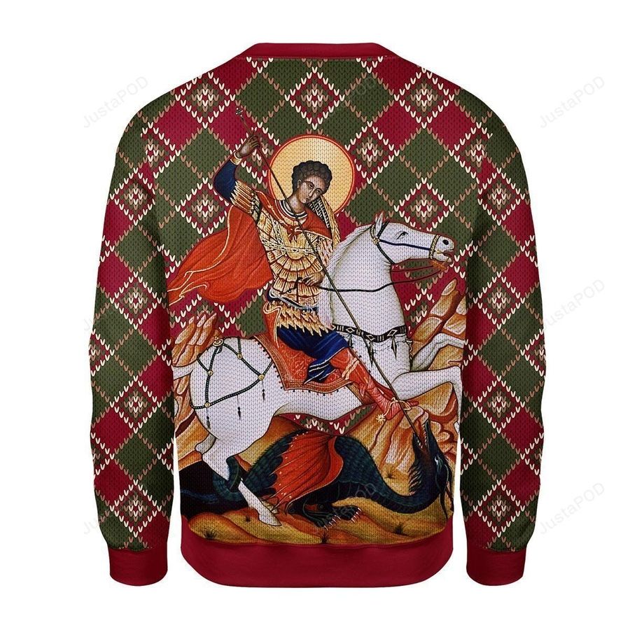 Merry Christmas Gearhomies Saint George Ugly Christmas Sweater, All Over Print Sweatshirt, Ugly Sweater, Christmas Sweaters, Hoodie, Sweater
