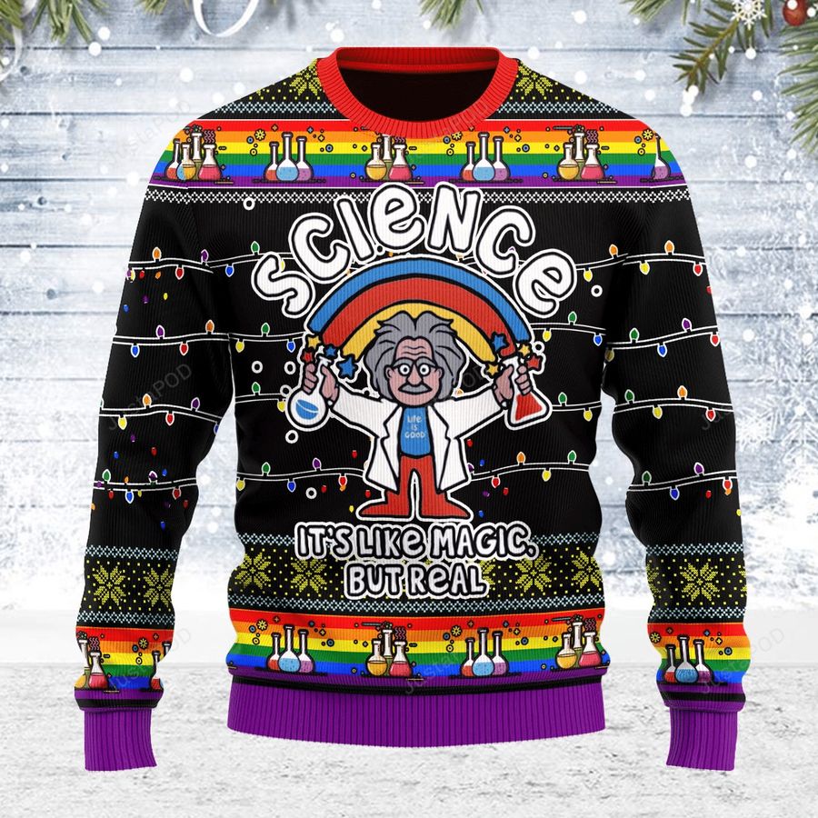 Merry Christmas Gearhomies Science LGBT Ugly Christmas Sweater All Over