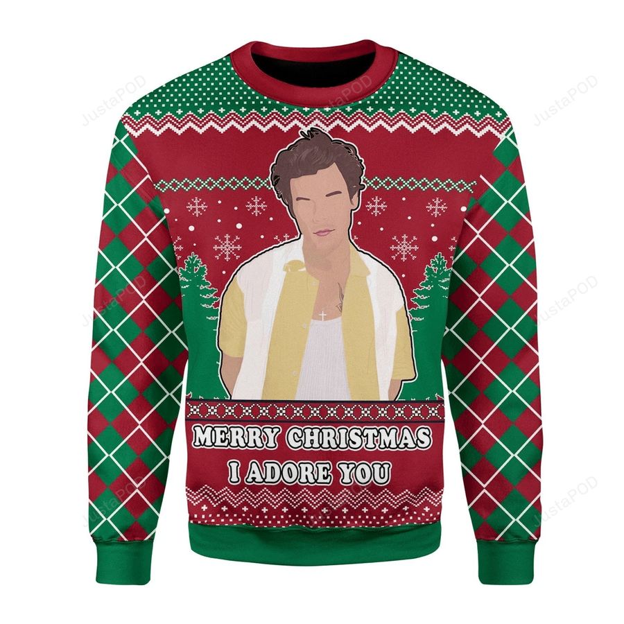 Merry Christmas I Adore You Ugly Christmas Sweater All Over