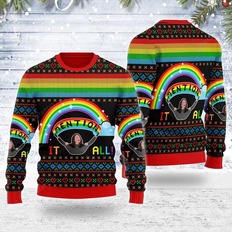 Merry Christmas Mention It All Rainbow For Unisex Ugly Christmas Sweater, Sweatshirt, Ugly Sweater, Christmas Sweaters, Hoodie, Sweater