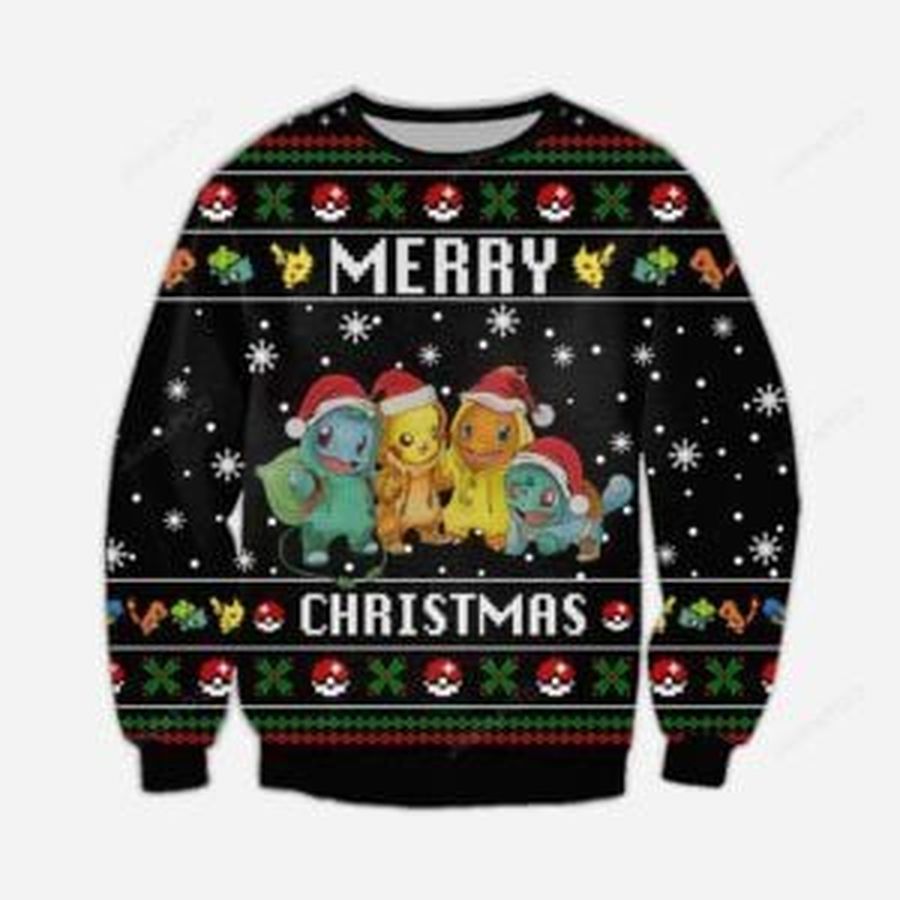 Merry Christmas Pokemon Ugly Christmas Sweater, All Over Print Sweatshirt, Ugly Sweater, Christmas Sweaters, Hoodie, Sweater