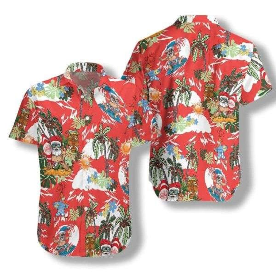 Merry Christmas Santa Claus Hawaiian Red Shirt