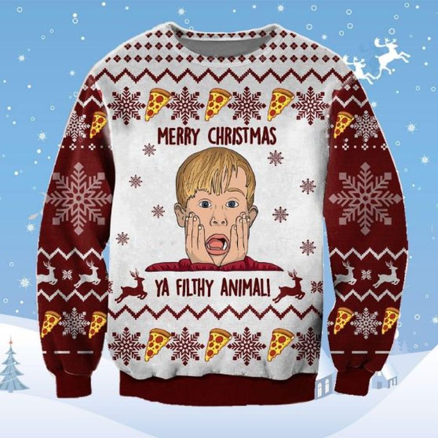 Merry Christmas Ya Filthy Animal Wool Knitted Ugly Sweater Home Alone Movie