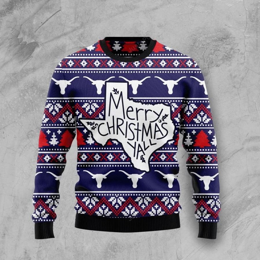 Merry Christmas Yall Ugly Christmas Sweater All Over Print Sweatshirt