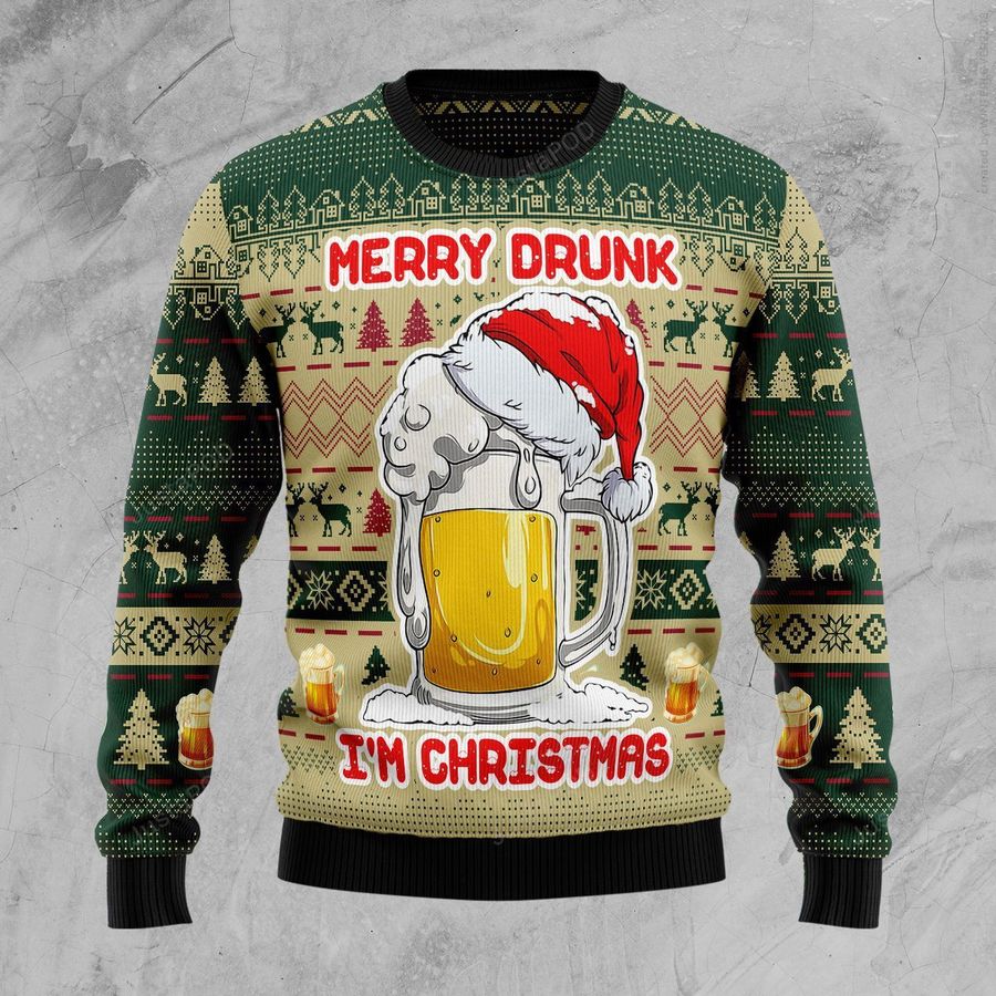 Merry Drunk Ugly Christmas Sweater All Over Print Sweatshirt Ugly