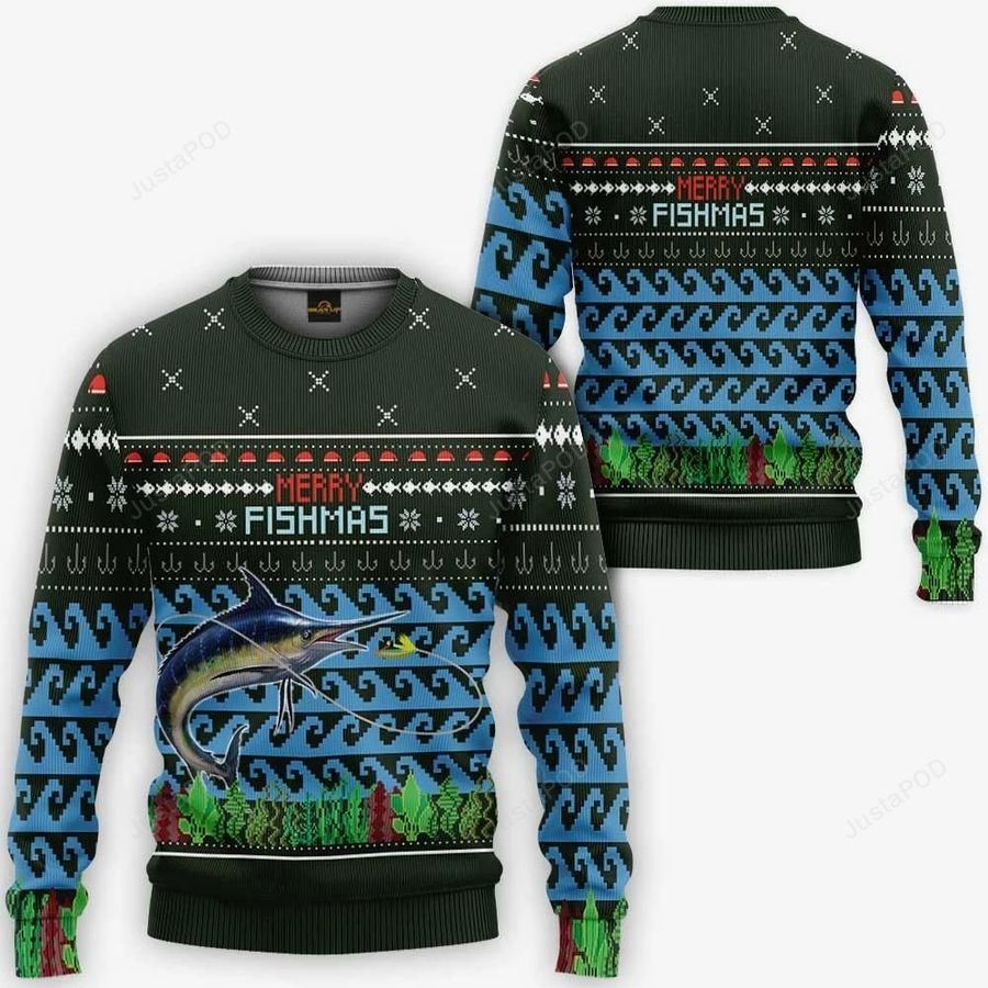 Merry Fishmas Ugly Christmas Sweater, All Over Print Sweatshirt, Ugly Sweater, Christmas Sweaters, Hoodie, Sweater
