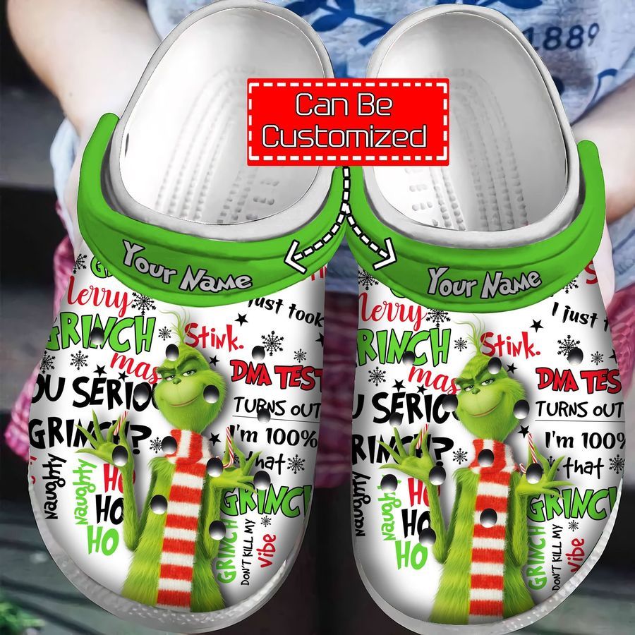 Merry Grinchmas Custom Name Crocs Crocband Clog Comfortable Water Shoes