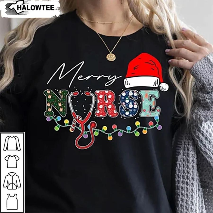 Merry Nurse Christmas Shirt Nursing School Gift For Nurse
