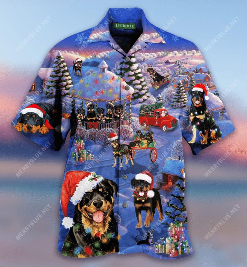 Merry Rottweiler Christmas Unisex Hawaiian Shirt