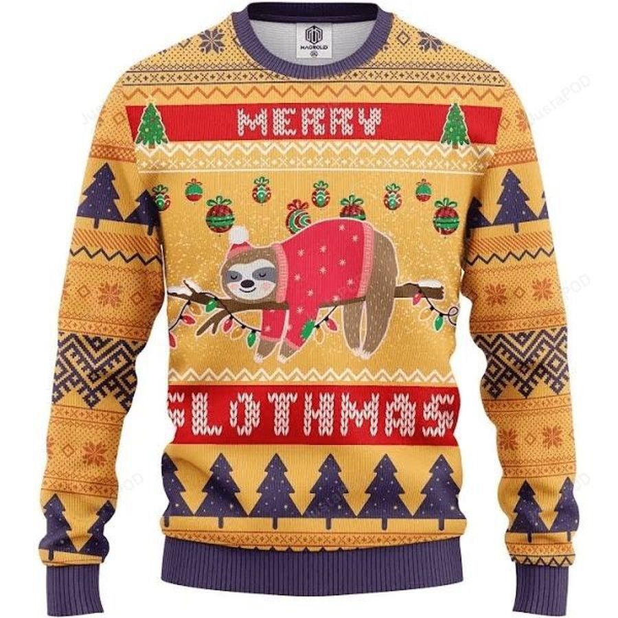 Merry Slothmas Yellow Ugly Christmas Sweater, All Over Print Sweatshirt, Ugly Sweater, Christmas Sweaters, Hoodie, Sweater