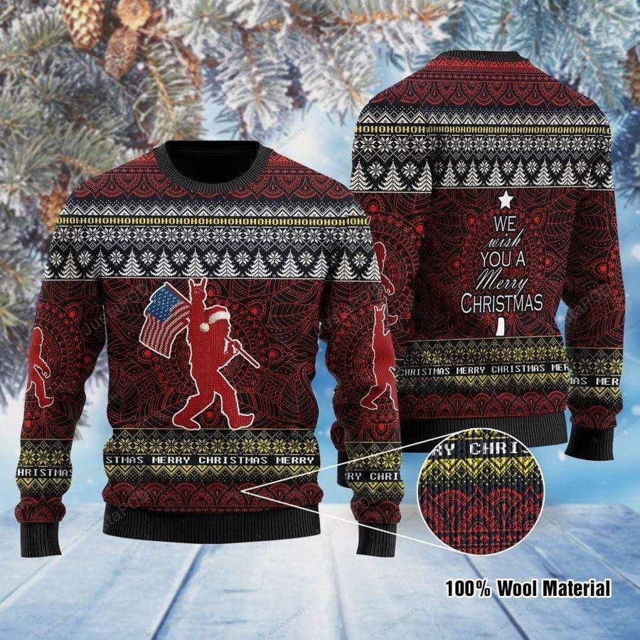 Mery Christmas Bigfoot Ugly Christmas Sweater All Over Print Sweatshirt