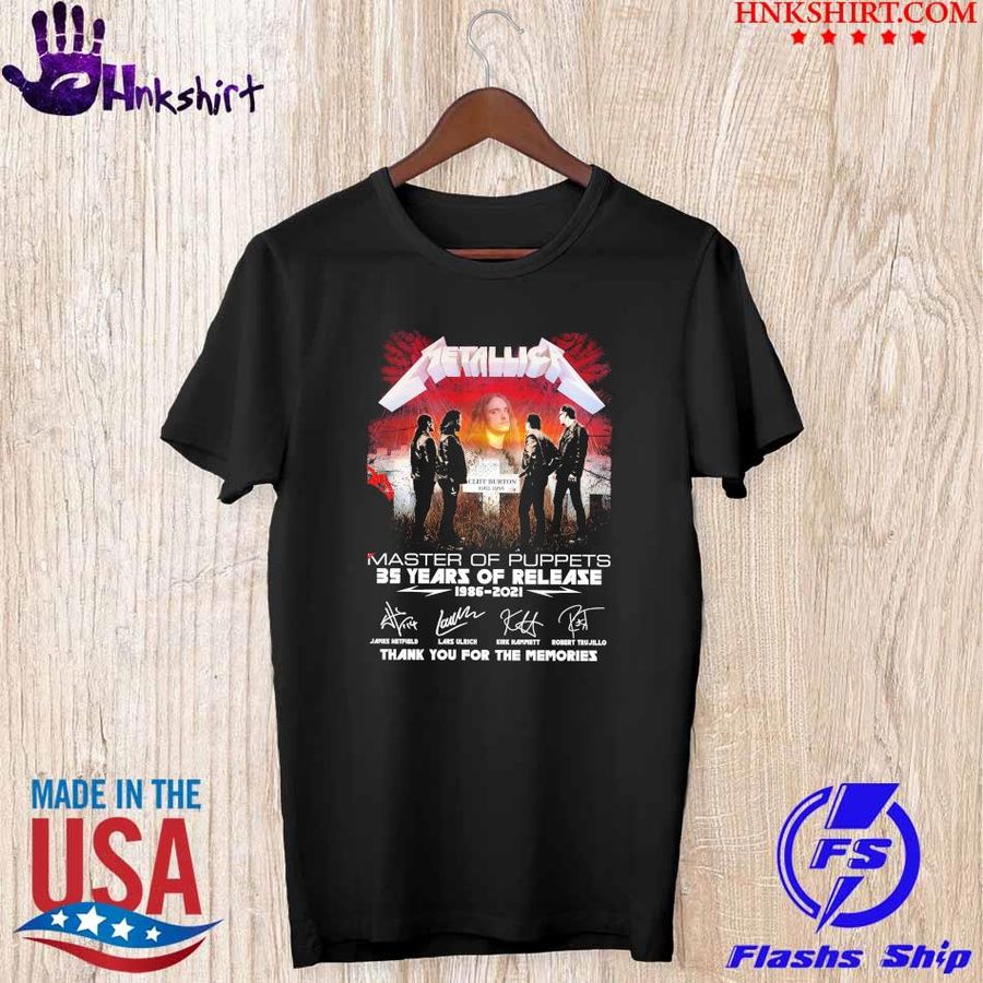 Metallica Master of Puppets 35 years of release 1986 2021 thank You for the memories signatures shirt
