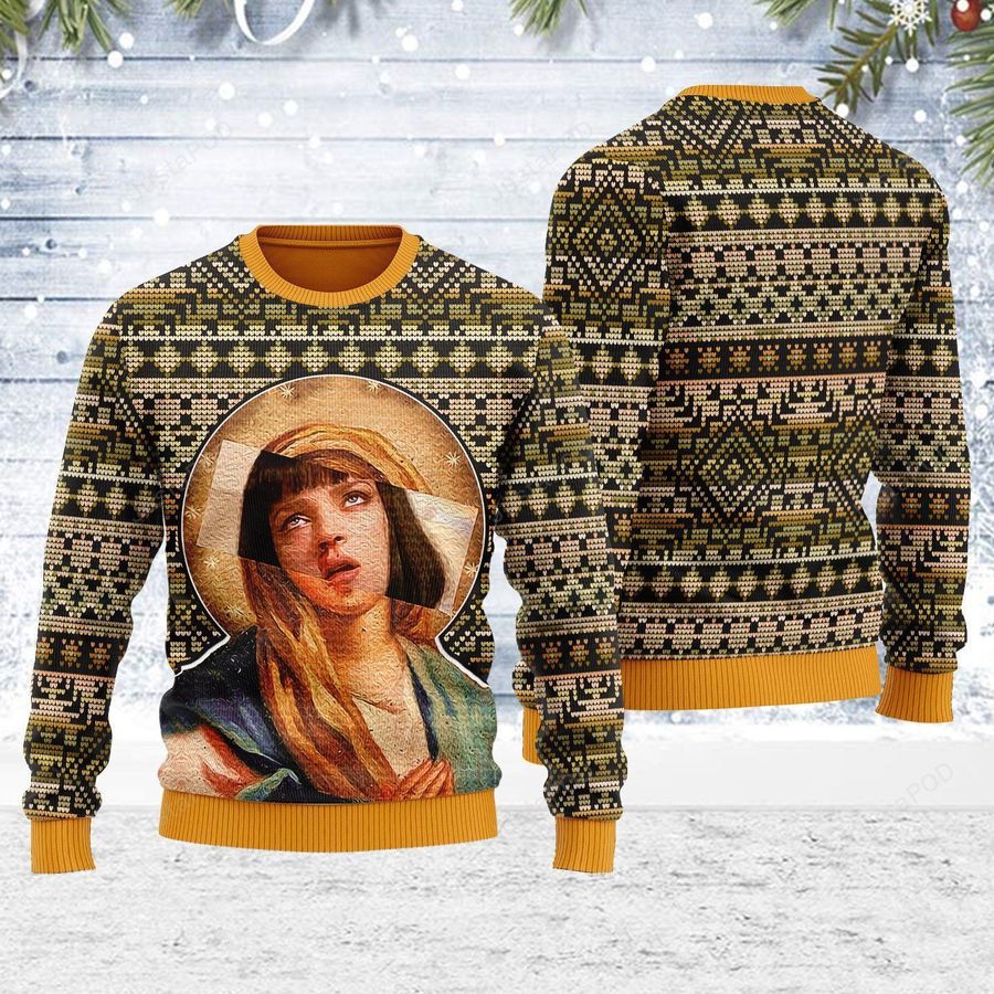 Mia Wallace Meme Ugly Christmas Sweater All Over Print Sweatshirt
