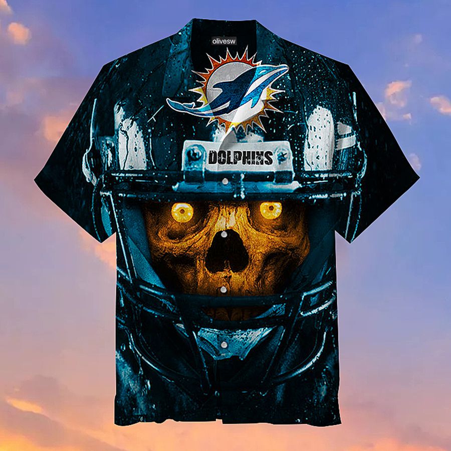 Miami Dolphin Hawaiian Shirt 3d Skull Face All Over Print