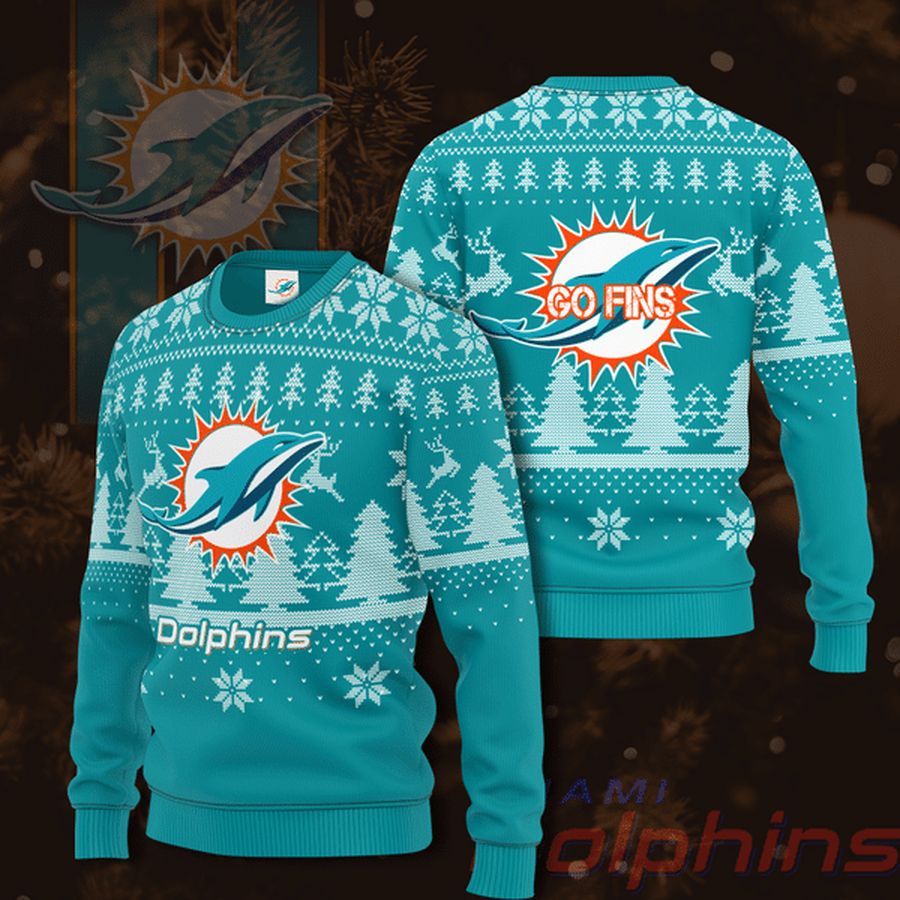 Miami Dolphins Go Fins Christmas Sweater