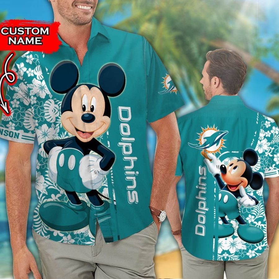 Miami Dolphins Hawaiian Shirt 038; Mickey Mouse Custom