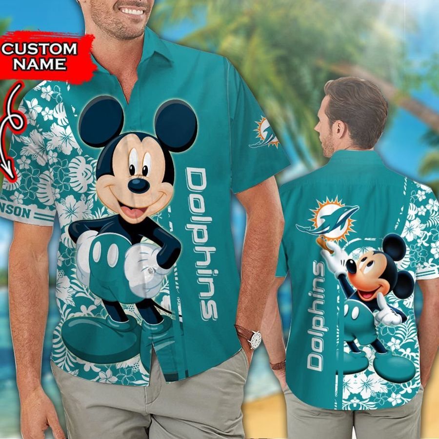 NFL Miami Dolphins Hawaiian Shirt & Mickey Mouse Custom