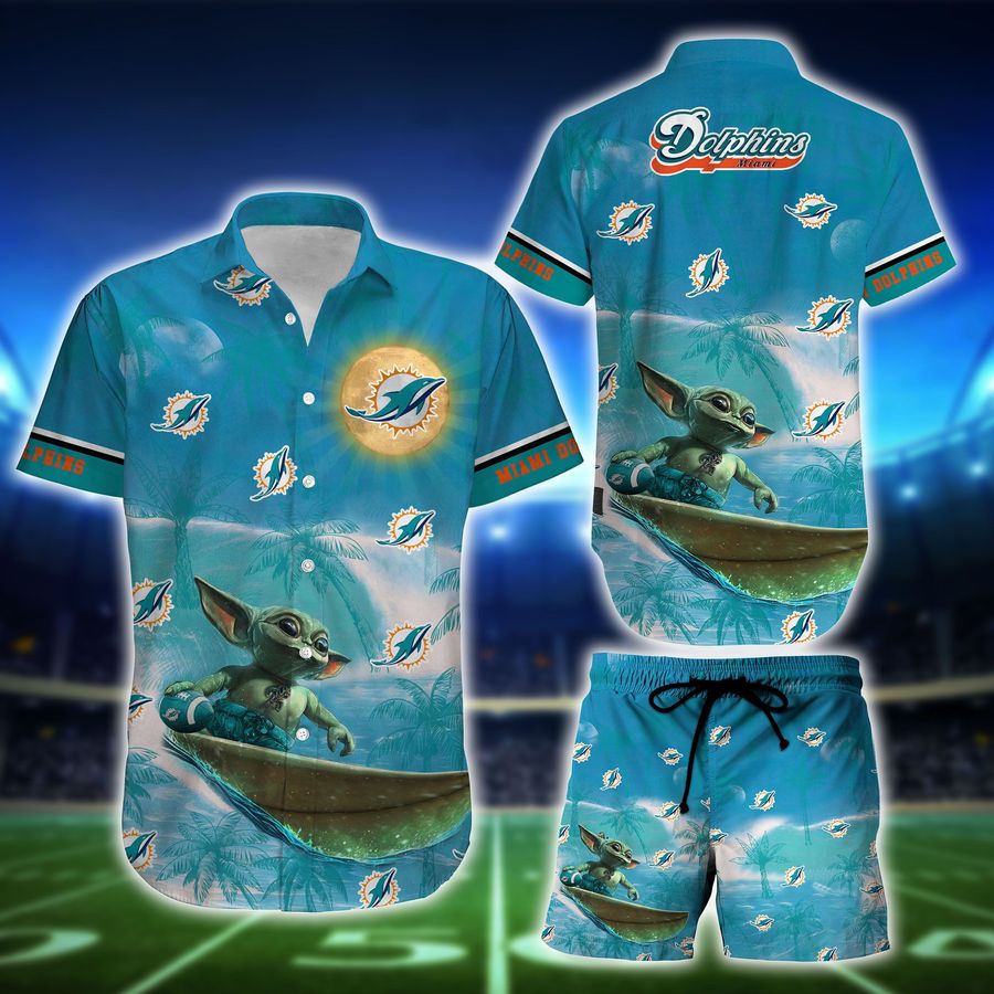 Miami Dolphins Hawaiian Shirt 038; Short Yoda 3d