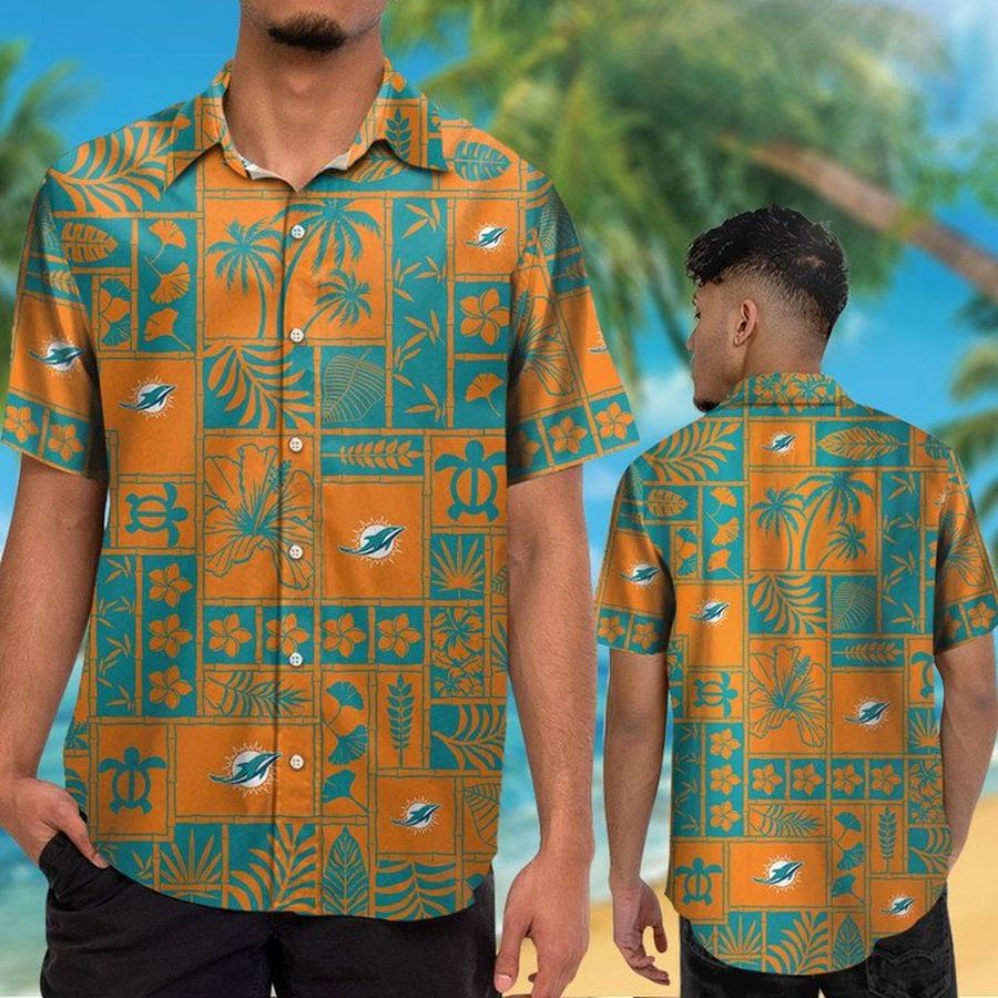 Miami Dolphins Hawaiian Shirt Button Up Tropical Aloha 1