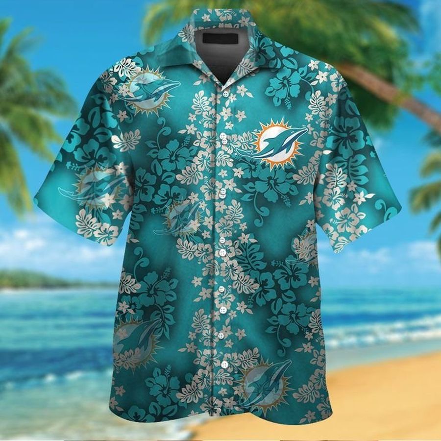 Miami Dolphins Hawaiian Shirt Button Up Tropical Aloha 12