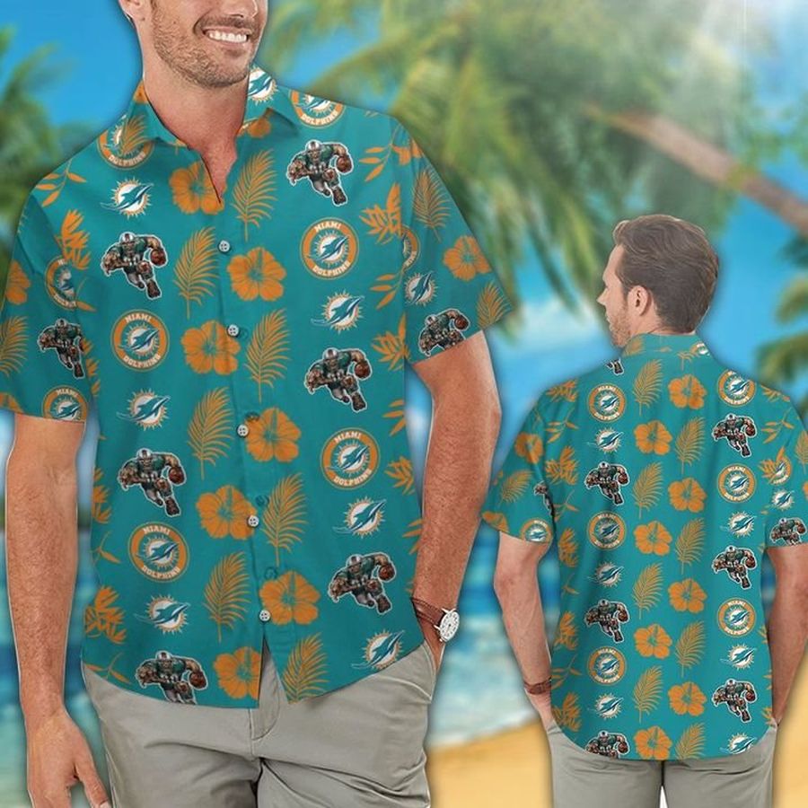 Miami Dolphins Hawaiian Shirt Button Up Tropical Aloha 2