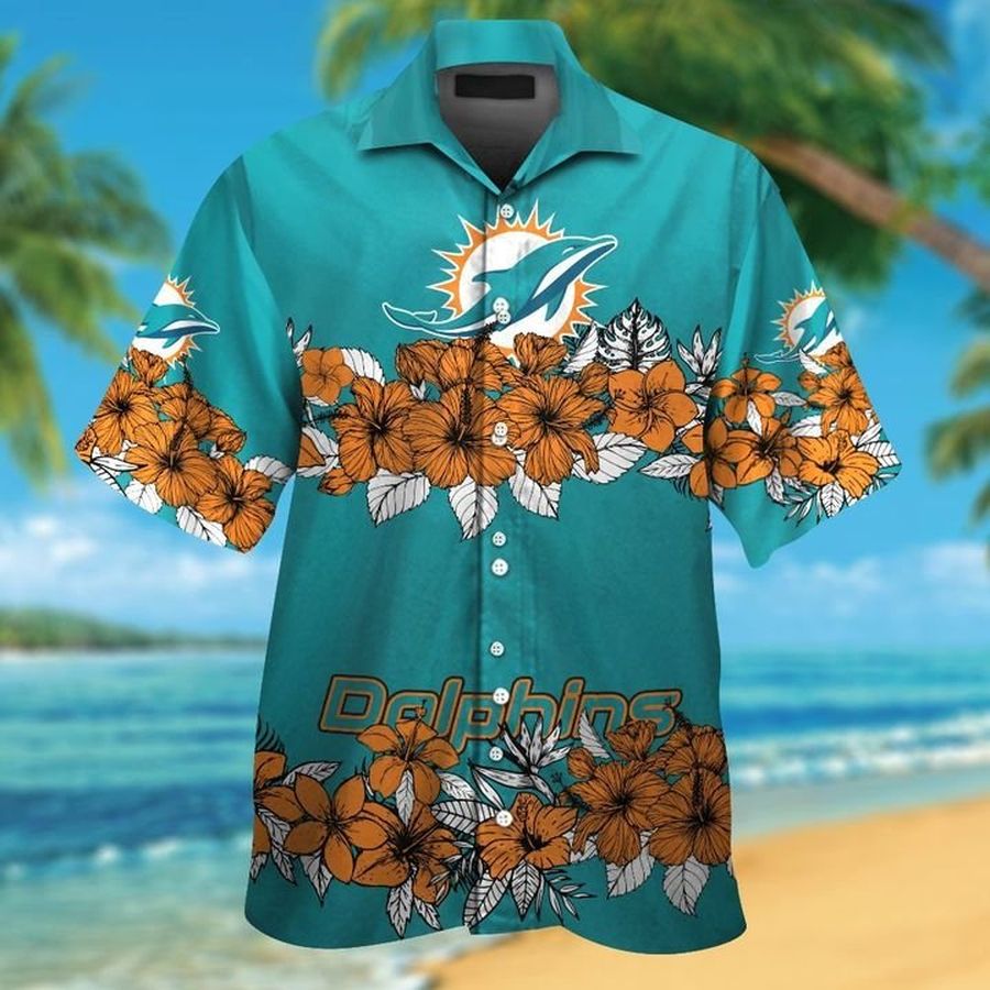 Miami Dolphins Hawaiian Shirt Button Up Tropical Aloha 5