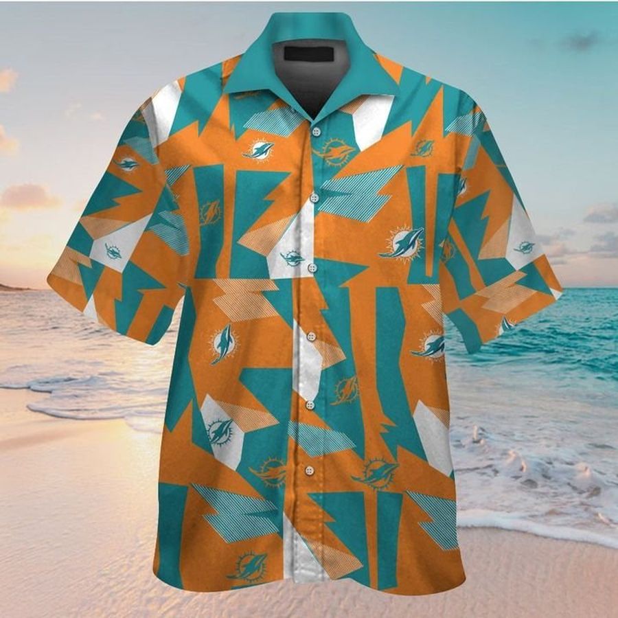 Miami Dolphins Hawaiian Shirt Button Up Tropical Aloha 9