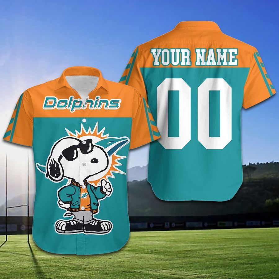 Miami Dolphins Hawaiian Shirt Football Team Cute The Snoopy Show Custom Name
