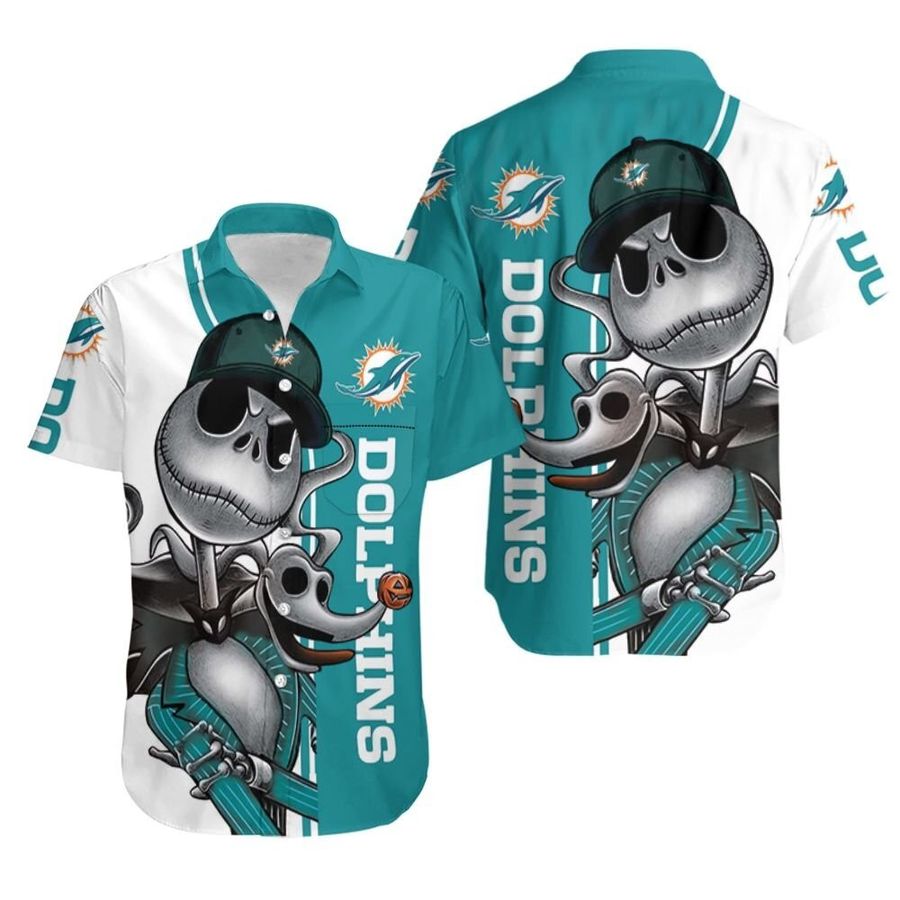 Miami Dolphins Hawaiian Shirt Jack Skellington And Zero