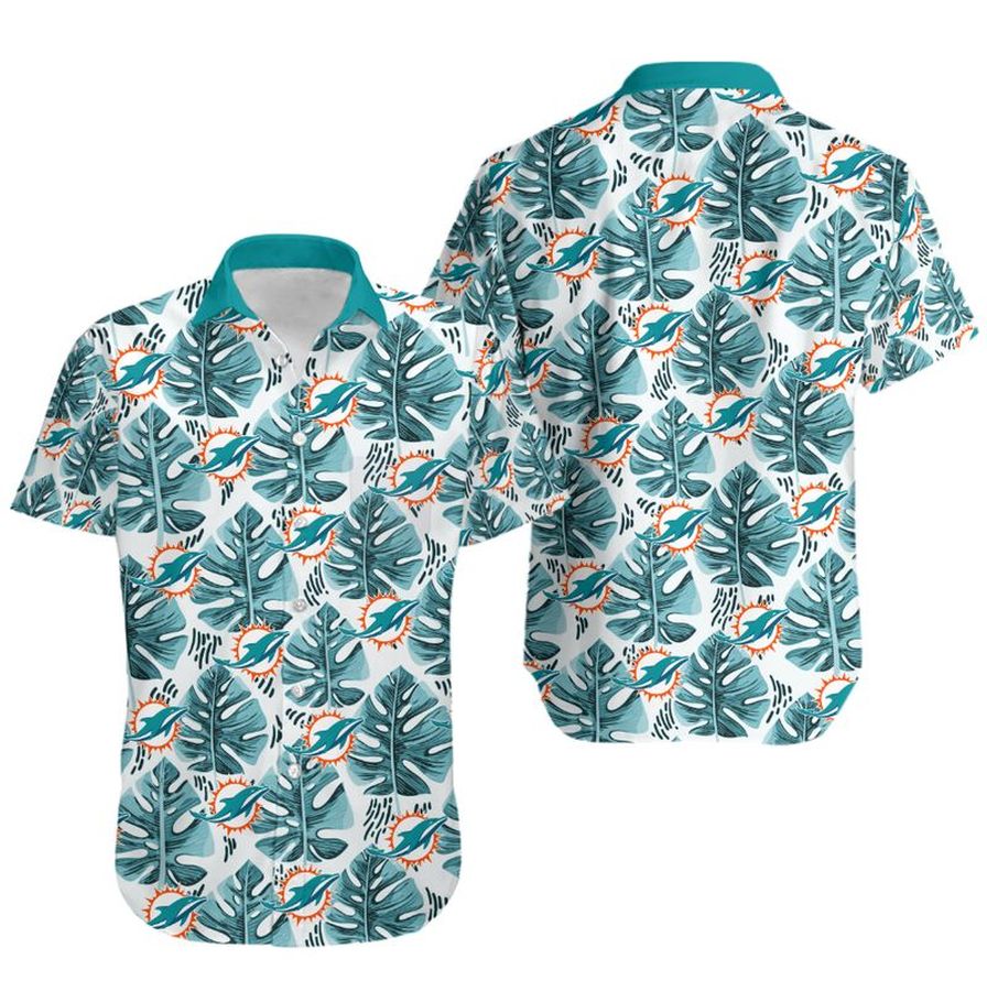 Miami Dolphins Hawaiian Shirt Leaf And Logo Limited Edition