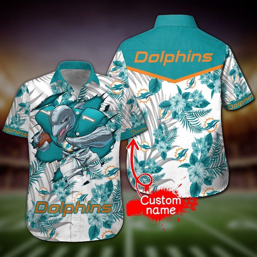 Miami Dolphins Hawaiian Shirt Mascot Custom Name